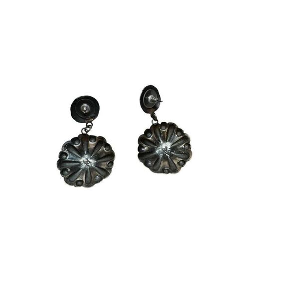 Gabrielle Yazzie Navajo Turquoise And Sterling Silver Dangle Concho Earrings - Picture 2 of 6